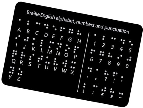 Pizarra Braille para principiantes, con signos de puntuación y puntos elevados, herramienta de aprendizaje de letras y números, 18,4 x 12 cm, pizarra para letras y números con puntos elevados, ayuda