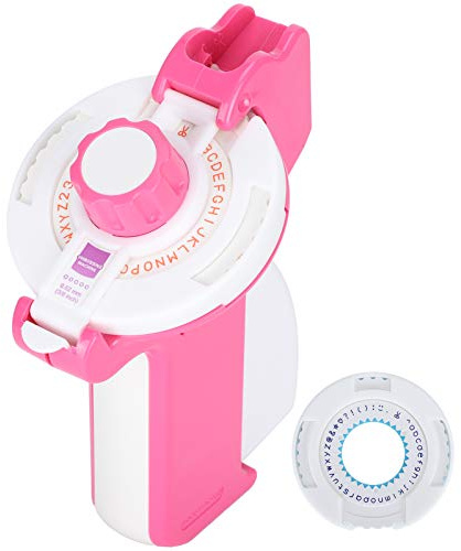 QWUUYEC Etichettatrice a Rilievo Mini Manuale, Embossing Label Maker, Nastro Adesivo 9mm Rosa - Facile Uso, Senza Inchiostro, Ideale per Progetti DIY e Scrapbook