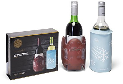 CellarDine Therm Au Rouge and Flexibles Chiller Bottle Gift Set, Red/Blue