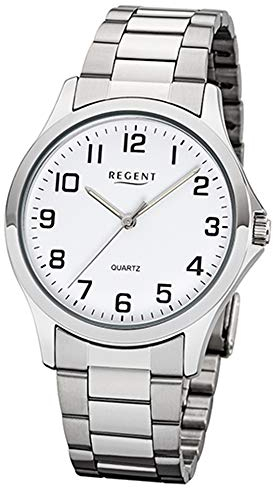Regent Herren Analog Quarz Uhr mit Edelstahl Armband 11090334
