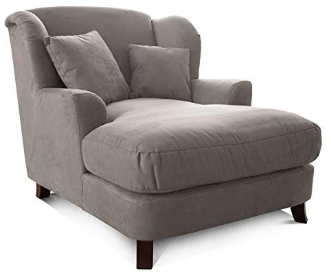 Cavadore XXL-Sessel Assado / Großer Polstersessel mit Holzfüßen und großer Sitzfläche / Inkl. 2 Zierkissen / 109 x 104 x 145 / Mikrofaser Anthrazit