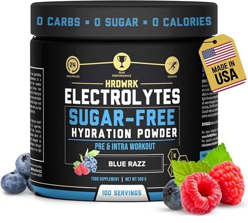 MMA Nutrition HRDWRK Electrolytes Powder with Magnesium, Potassium - Sugar Free Electrolytes Boost Endurance and Reduce Fatigue with This Electrolytes Supplement - Maximum Hydration - Keto Friendly