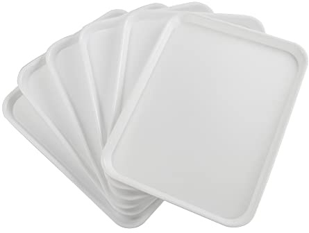 Sosody Juego de 6 Bandejas de Cafeteria de Plastico, Grande Bandejas Plastico Servir, Blanco