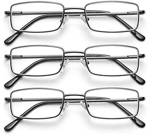 OKH Pack 3 Bloqueo de Luz Azul Rectangle Gafas de Lectura de Metal Para Hombres Anti Fatiga Visual/Head Dolor Spring Bisagra de Lectura Reader +2.0