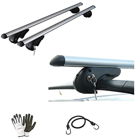 Compatible con Mitsubishi Pajero TR4 2018. Barras portaequipajes para techo de coche de 135 cm. Barra de aluminio para coche con raíles no enganchados completamente al techo.