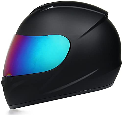 DOT-zertifizierter Motorrad Integralhelm für Erwachsene mit 4 Linsenoptionen Herren Damen Motorrad helme Sturzhelm für den täglichen Motorradintegralhelm,Matt black b,L 59~60cm