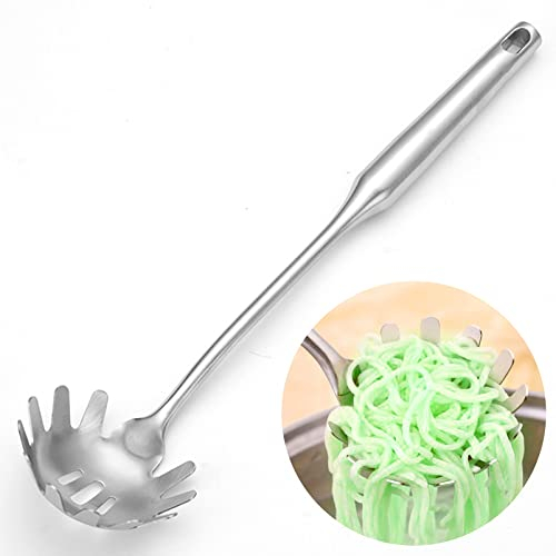 YHSWIN Cucchiaio Per Spaghetti, 35cm Cucchiaio Spaghetti in Acciaio Inossidabile, Facile e Conveniente per Raccogliere la Pasta, Rimuovere Rapidamente l'Acqua in Eccesso