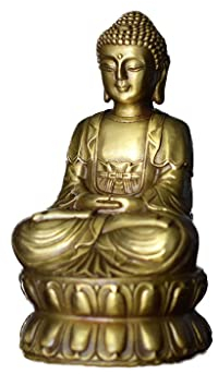 YKHB Buddha Figur Buddha Statue Bronze Zen Buddha Statuen Bronzeskulpturen Segen Sitzen Lotos Meditating Dhyana Sitzen Buddha Exquisite Dekor (Color : A)