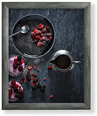 VO Design Alva Premium Bilderrahmen 60x80 cm Grau Gewischt Rückwand Weiß Kunstglas Klar Farb und Größenwahl