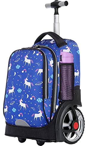 Weltition Rollende Laptoptasche für 14 Zoll Laptop, wasserdicht mit Rollen für Business, Studenten und Reisependler, 19 Zoll Büchertasche mit Rollen, Reisetasche, Blau