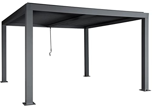 Pergola HWC-L46, Gartenpavillon Lamellen-Pavillon, 11cm-Aluminium-Gestell, Regenrinne sturmfest, 3x4m - anthrazit