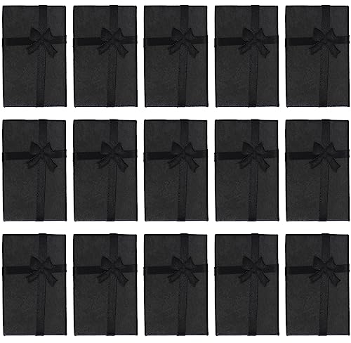 26 Stk Schmuck Geschenkboxen, Geschenkschachtel, Pappschachteln, Karton Papier Geschenkverpackungen Schachteln mit Schleife Deckel, für Ohrringe, Halsketten, Armband, Ring - Schwarz