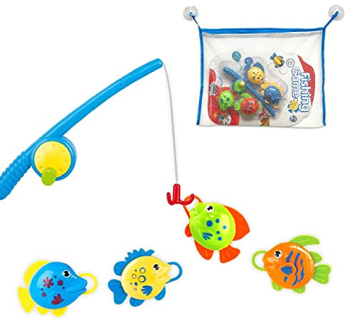 Xwin Sportseries Pack of 2 Bathtub Fishing Toys for Children Baby Bath Floats Swimming Pool with Bath Shower Organizer Bag for Kids And 2 Strong Suction Cups Summer Pool Game for kids