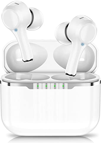 ganopterygon Cuffie Bluetooth 5.3, Auricolari Bluetooth Senza Fili con Stereo HiFi e Microfono HD Cuffie In Ear con ENC Cancellazione del Rumore, 45 Ore IP7 Impermeabili Cuffie Wireless Bianco