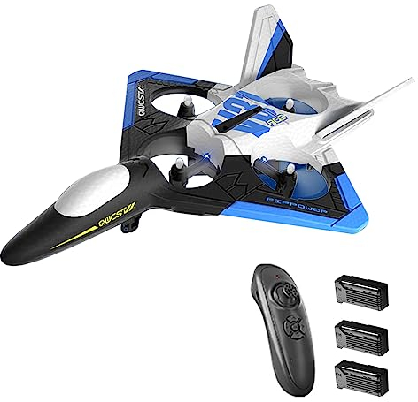 Goolsky RC Flugzeug V31 Ferngesteuertes Flugzeug Kinder 2,4 GHz EPP One-Click-Takeoff, Headless-Modus, Schwerkrafterkennung, Ouler en Cacade, Starrflügelgleiter für Kinder Erwachsene 3 Akku