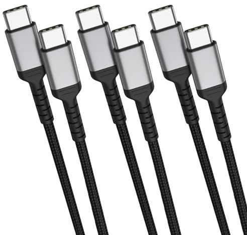 ULIFTUS USB C auf USB C Kable 1M, 3Pack Nylon 60W Typ C Schnellladekabel | 480 Mbit/s Datenübertragungsrate, USBC zu USBC Schnellladekabel für iPhone 17 16 Pro Max, Samsung GalaxyS26 S25 S23