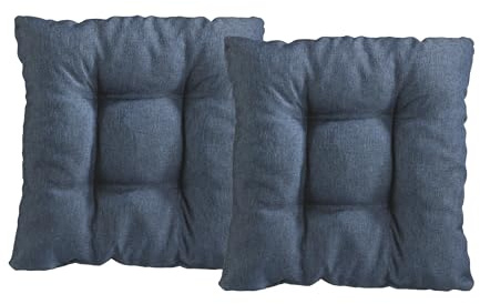 XDREAM Interior 2er Set Stuhlkissen blau | Bequemes Sitzkissen für Küchen, Esszimmer und Gartenstühle | Öko-Tex Zertifiziert | produziert nach deutschem Qualitätsstandard | 38 x 38 x 6 cm