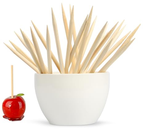 HIYALOT Candy Making Skewer Sticks 6 INCH - Natural Birch Wooden - Perfect for Cotton Candy, Caramel Apples, Cake Pops, and More - 70 Pack - Ideal for Corn Dogs and Sausages - Premium Quality
