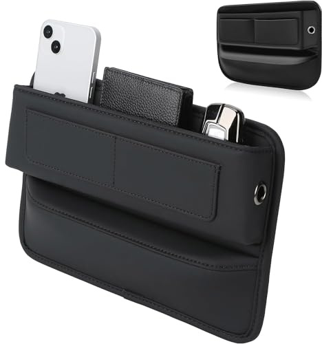 GUOSIYAO Aufbewahrungsbox Für Autositze Universal Autositz Lückenfüller | Organizer Auto Organizer Vorne Autositz Aufbewahrungsbox Für Handys Karten Sonnenbrille Schlüssel (Schwarz)