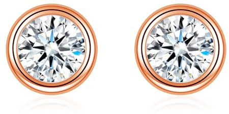 Deyanse Silber Ohrstecker für Damen, 925 Sterling Silber Herz Rund Stern Ohrstecker Ohrringe, Hypoallergen Flache Ohrringe Stecker mit Zirkonia, Klein 5mm Schlafen Knorpel Ohrstecker mit Geschenk Box