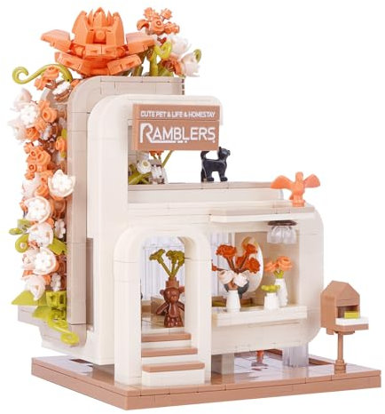 Geniteen Bausteine-Set, kreatives Ladenbau-Set, Modellbausatz und Geschenk für Kinder und Erwachsene, Lernspielzeug, Geschenk für Geburtstag, Weihnachten und Neujahr (Tierhandlung)