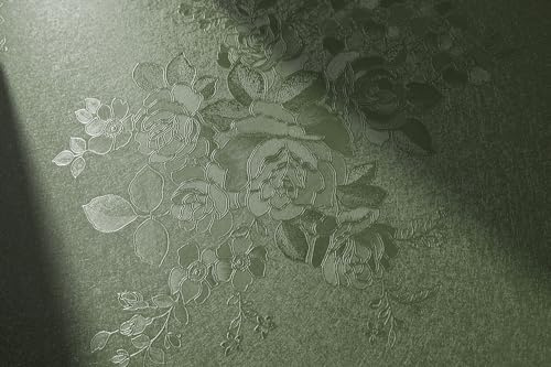lenify Green Flower Wallpaper Stick and Peel 17.7inch x 118.1inch Embossed Floral Stick Peel Contact Paper Solid Pure Waterproof Green Self Adhesive Wallpaper Flower Removable Shelf Vinyl Roll