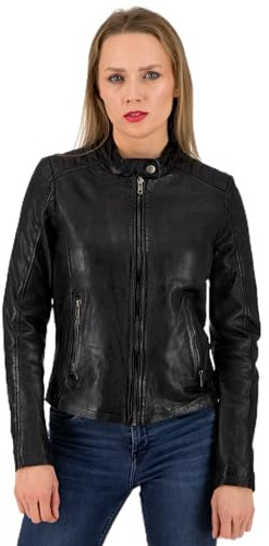 URBAN 5884 Gigi Chaqueta de Cuero para Mujer, Suave y Genuino Cuero, Abrigo de Cuero Mujer
