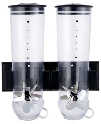 PINYELIN 3L Müslispender Doppelt Lebensmittelspender, Doppelter Drehbarer Müslispender Cerealienspender für Müsli, Cornflakes & Süßigkeiten, Wandmontage