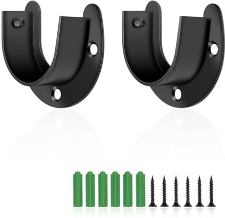 2 Piezas Soporte Barra Cortina, DEANKEJI Barra Armario, 38 mm Soportes para Cortina, para Soportes de Armario, Barras de Cortina, Barras de Secado de Ropa, Soportes de Cortina de Baño