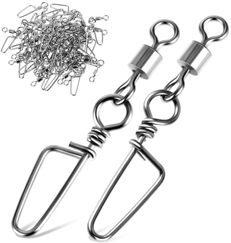 AOZUO Angeln Snap Wirbel, 25 Stück Hochfeste Wirbel Angelgerät Rollendes Fass Wirbel Snaps Edelstahl Korrosionsbeständiger Anschluss, Kugellager Wirbel mit Snap für Salzwasser Süßwasser(M-29lb/13kg)