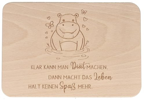 Spruchreif · Frühstücksbrettchen aus Holz mit Gravur · Brotbrett mit Sprüchen Geschenk zum Geburtstag · Klar kann man Diät machen...