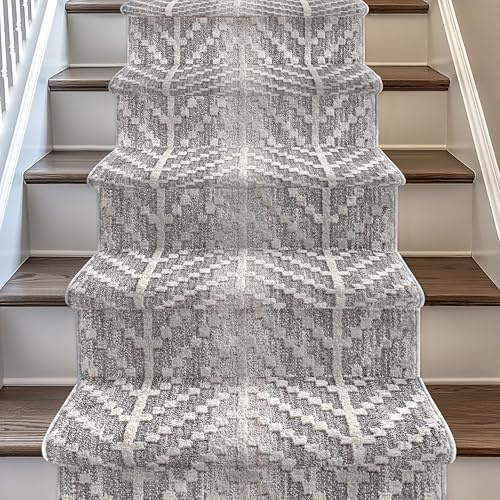 Well Woven Custom Size Hallway & Stair Runner- Harlow Rhodes Taupe 31 Inches Wide x 10 Feet Long Runner (31 x 10') Runner Rug - Contemporary Design, Ultra-Soft, Easy-Clean