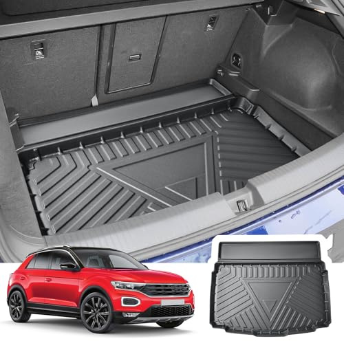 CDEFG Kompatibel mit VW T-ROC 2017-2023 2024 2025 Kofferraumwanne TPE Kofferraummatte Wasserdicht Anti-Staub Wanne Car Cargo Trunk Tray Auto T ROC 2025 Zubehör