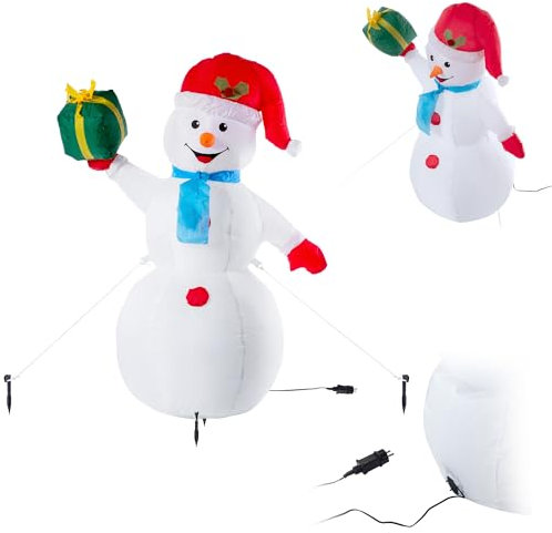KADAX Aufblasbarer Schneemann 120 cm, Große Weihnachtsdekoration für den Außenbereich, Weihnachtsfigur, Weihnachtsdeko für Hof, Garten und Eingang