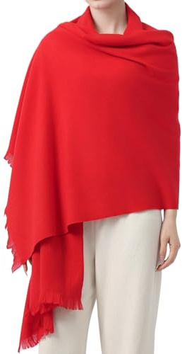 Gochoneng Warmer Damen-Schal, Pashmina-Schal und Wraps für Abendkleid, Hochzeit, großer Schal, lang, weich, modisch, für den Winter, Rot/Ausflug, einfarbig (Getaway Solids), 78 inch*27 inch