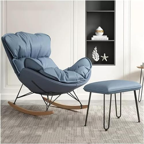 OJKJGY Schaukelstuhl für das Wohnzimmer, Schaukelstuhl, bequemer Lounge-Seitenstuhl mit Ottomane, Freizeitsofa, Liegestuhl, Bequeme Lesestühle