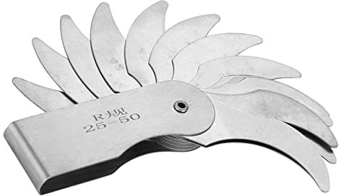 アールゲージ Edelstahl-Radienlehre, 1 Bis 100 Mm, Edelstahl-Radiuskehllehre, Außen, Innen, Konkav, Konvex, Messwerkzeug (R25-50MM)