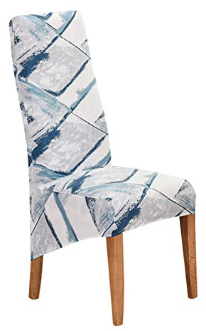 Elastische Stretchhussen für Esszimmerstühle, Stuhlhussen mit hoher Rückenlehne, für Küche, Hotel, Hochzeit, Blau, Grau, einfacher Stil, Schonbezüge für große Stühle, 4 Stück