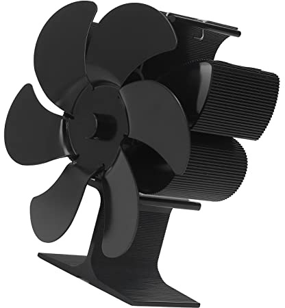 Masyrt Ventilador de estufa de leña, 6 ventiladores de estufa de hoja, autoarranque, alta temperatura y eficiencia energética, compartimentos térmicos para el hogar, color negro, diámetro 152 mm