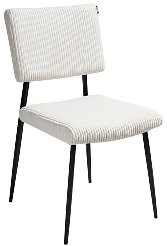 Beliani Conjunto de 2 sillas de Comedor Patas de Hierro tapicería de Pana Blanco Crema Sturgis