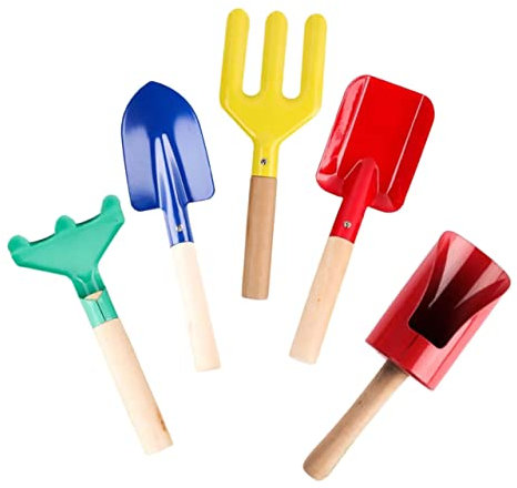 HIAKDOFT 5piezas Kit De Herramientas De Jardinería Pala Rastrillo y Mango Antideslizante Diseño Ergonómico para Flores