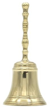 LivuX Messing-Tischglocke, Höhe 15 cm, Durchmesser 6,5 cm, Gewicht 300 g – edel elegant Handglocke im klassischen Design, ideal für Tisch und Servicedekoration 1031