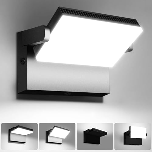Kingwen LED Außenwandleuchte 120W,14000lm,6000K Kaltweiß,IP65,360° | Schwarze Aluminium-Wandlampe,14000lm,6000K Kaltweiß,360° schwenkbar für Fassade,Garage,Einfahrt und Lagerhalle