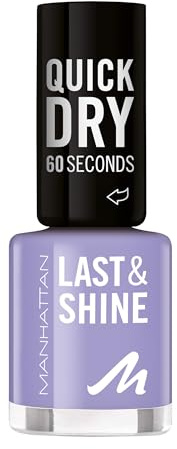 MANHATTAN Last & Shine schnelltrocknender Nail Polish, veganer & tierversuchsfreier Nagellack, langanhaltend, ultraglänzendes Finish, 8ml, Fb. 800 Lilac Mood