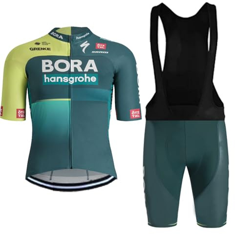 Fenovel Rennrad Trikot Herren Set Fahrradbekleidung Anzug Profi Radtrikot Kurzarm + Radsport-trägerhosen mit 19D Gepolstert