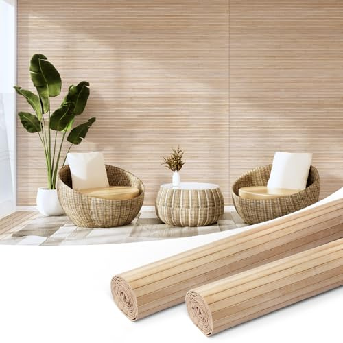 Art3d Natural Bamboo Wall Panel for Interior Wall Decor, Renewable Pole Wrap Wainscoting Paneling for Wall Ceiling Furniture Cabinet Office, 48 x 96 Inch, 2-Pack - Carbonized
