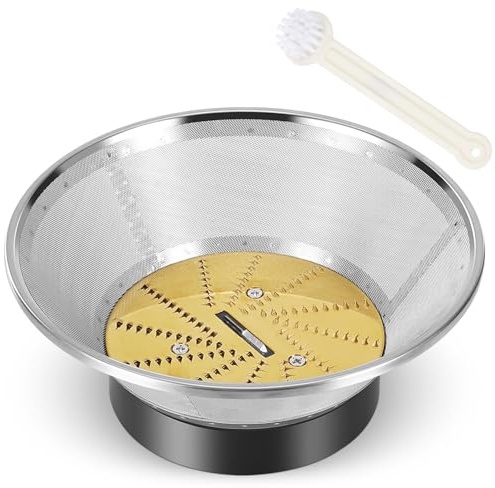 Juicer Replacement Parts Mesh Filter Basket with Titanium-Coated Blade Disk Compatible with Breville Juice Fountain Models BJE410, BJE430SIL, BJE510XL, BJE530BSS Includes Brush No Motor Coupling