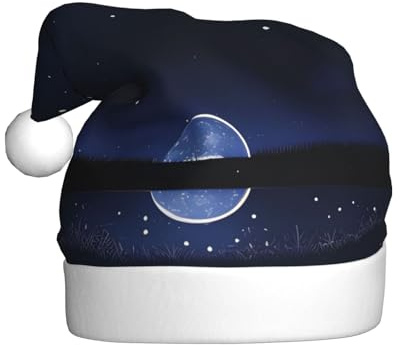 WHJSHOP Weihnachtsmütze für Erwachsene für Männer und Frauen, mit blauem Nachtblick, für festliche Anlässe