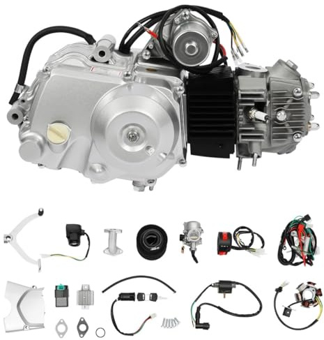 LENJKYYO 125CC 4 Takt Motor Kit, Pitbike Motor, Dirt Bike 125ccm, 5,5KW Luftgekühlter Einzylinder Motor mit Elektrostarter & 3-Gang + Rückwärtsgang für Pitbike Dirt Bike ATV Go-Kart