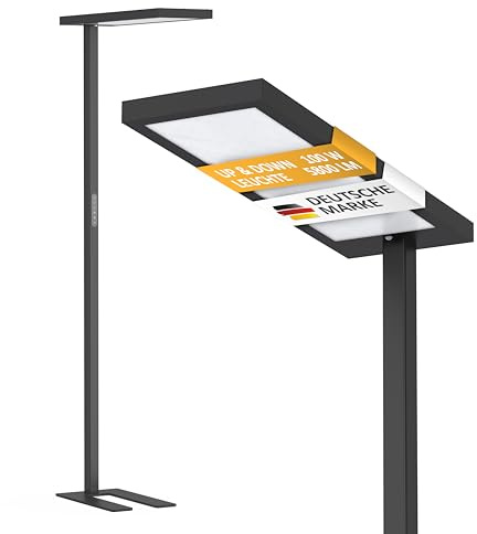 Northpoint LED Stehlampe 100W Büro-Standleuchte mit Bewegungsmelder & Touchsteuerung – 5800 Lumen, 4000K Tageslichtweiß, dimmbar, Favoritenmodus, Timer Büro- & Wohnzimmerlampe (schwarz)